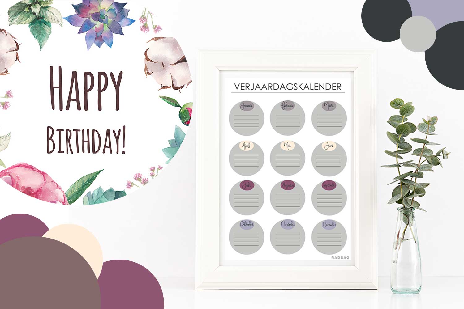 Verjaardagskalender om af te printen (free printable)