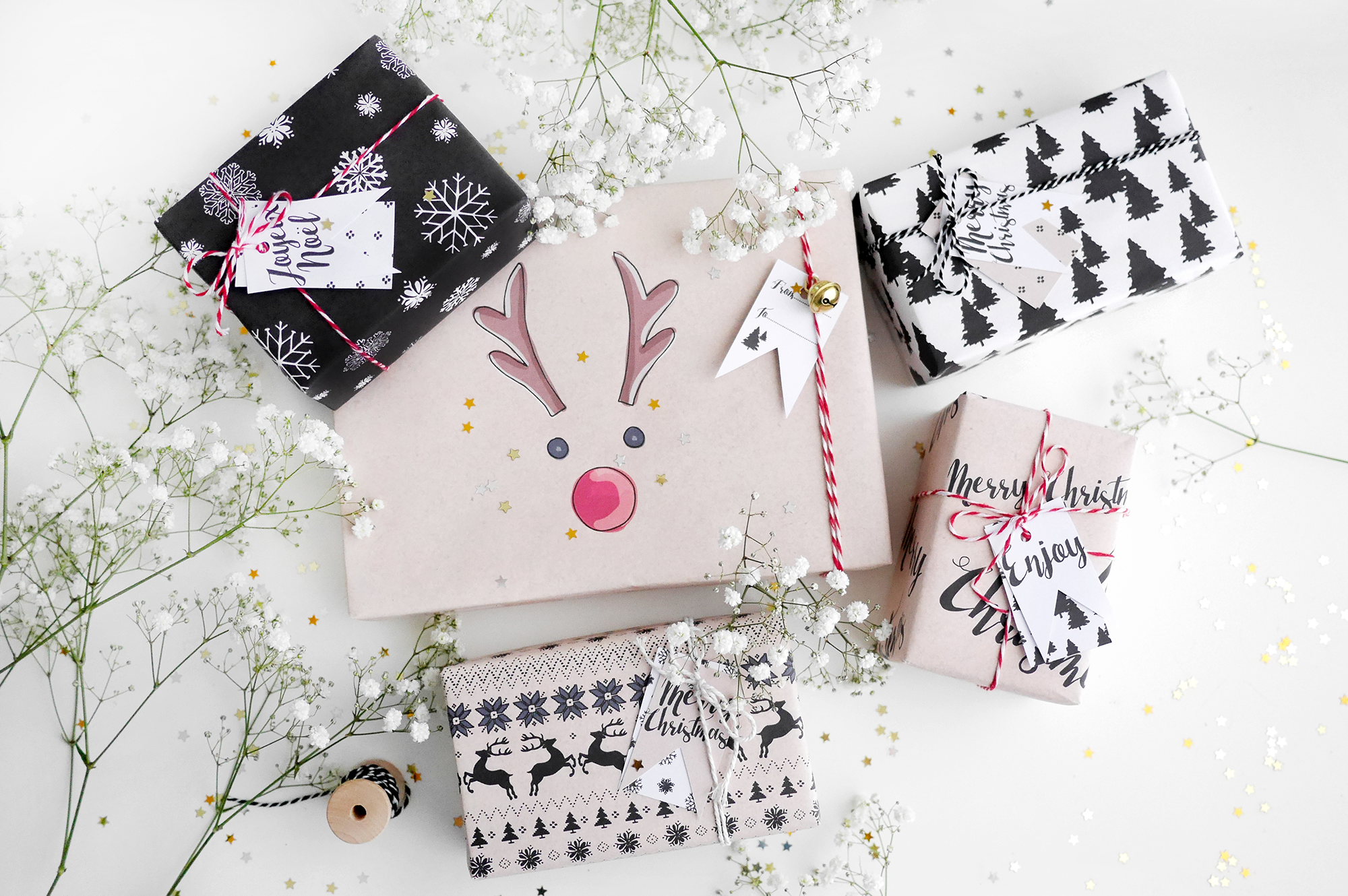 Kerstmis 2016 cadeauverpakking en labels