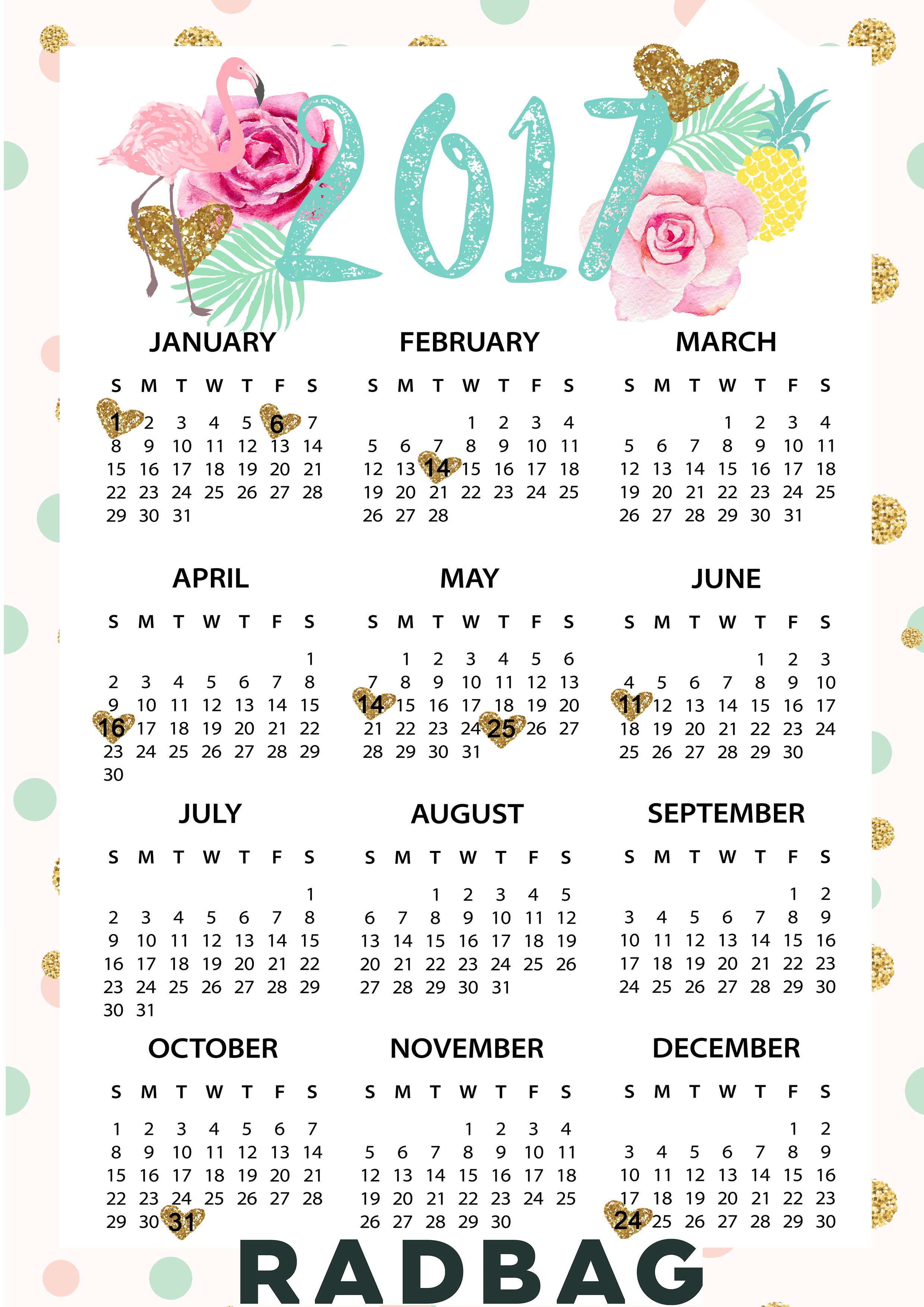 Kalender 2017 printable