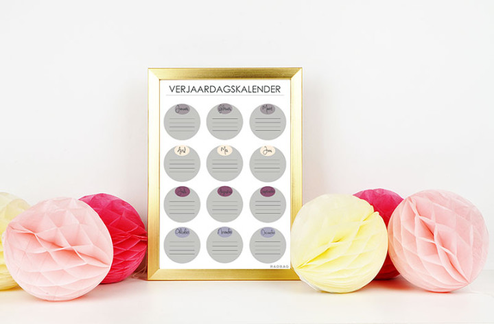 Verjaardags kalender om uit te printen (free printable)
