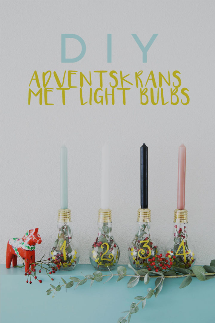 Diy adventskrans met LIght Bulbs