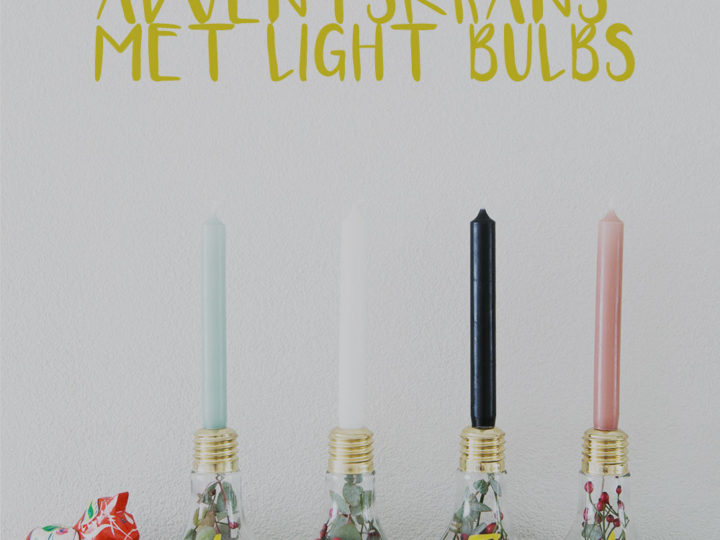 Diy adventskrans met LIght Bulbs