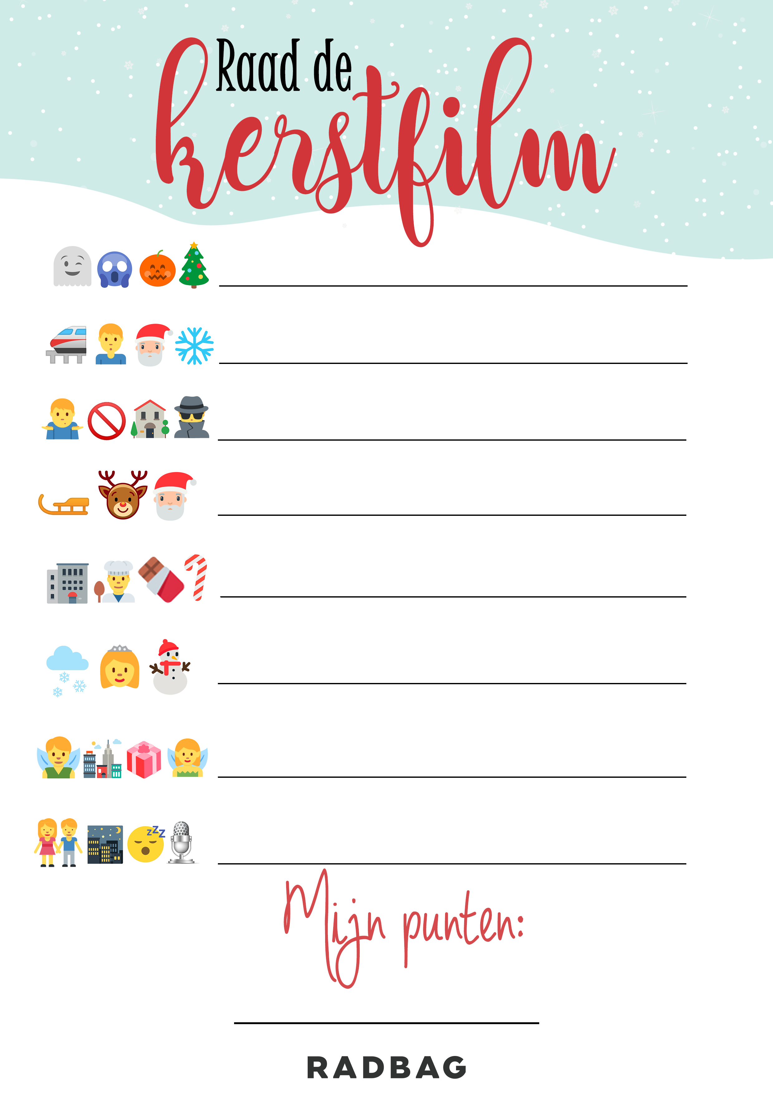 Kerst spelletjes voor jong oud - gratis printable Blog