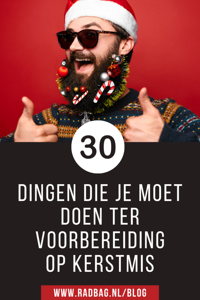 radbag helpt je om met 30 dingen  van kerststress naar fijne feestdagen te komen. Met humor en geweldige tips smelt de stress als sneeuw voor de zon. 