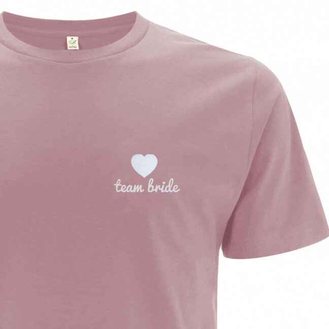 T-shirt Oud roze Borduren met Tekst en Pictogram