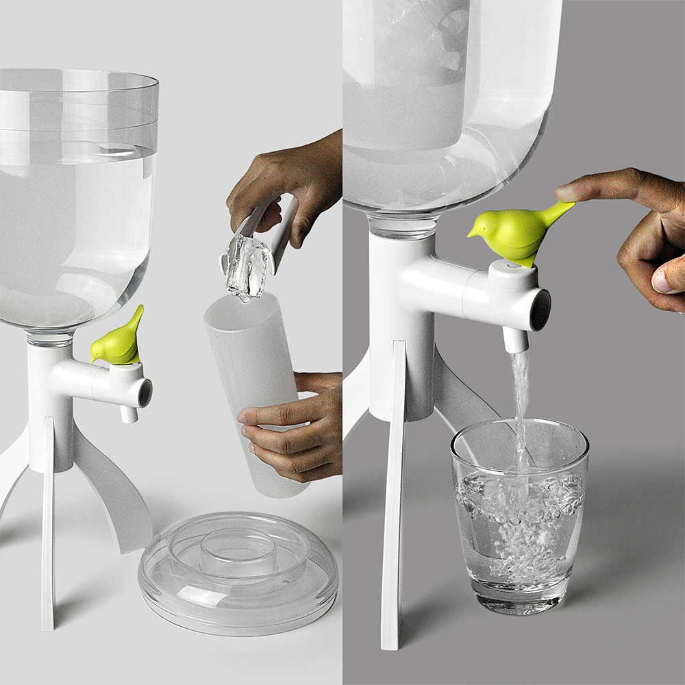 Dorstige Vogel Water dispenser