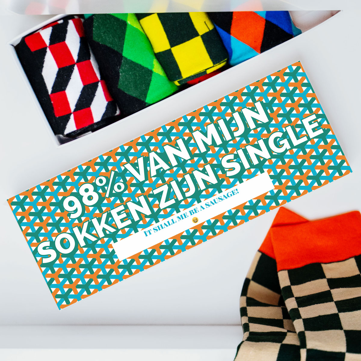 Sokkendoos met tekst