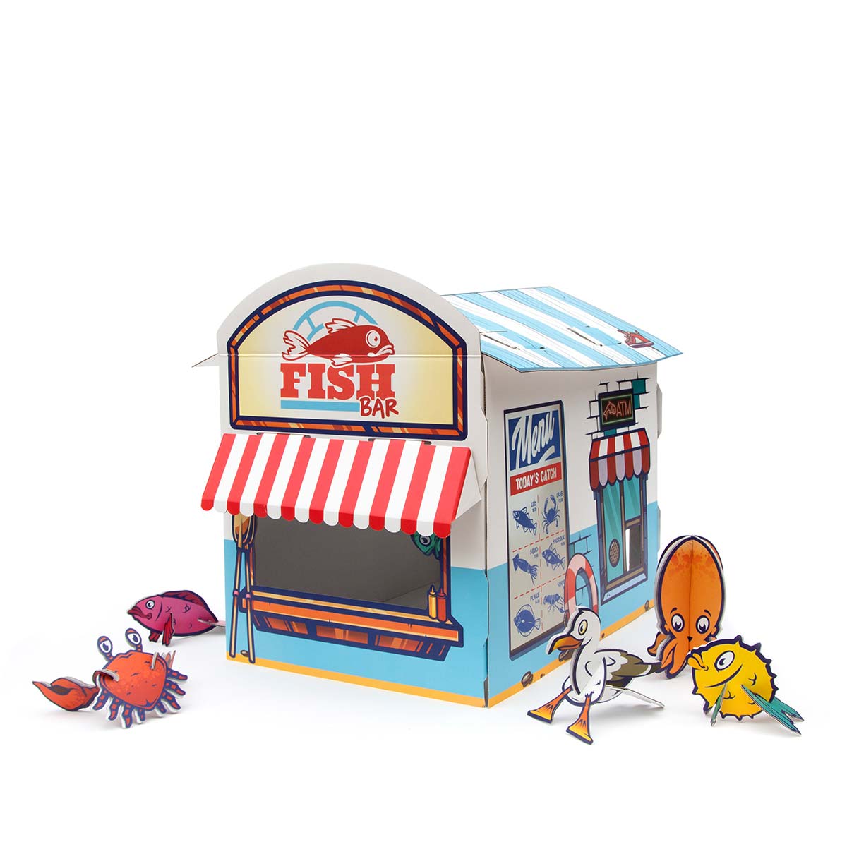 Kattenkiosk van karton