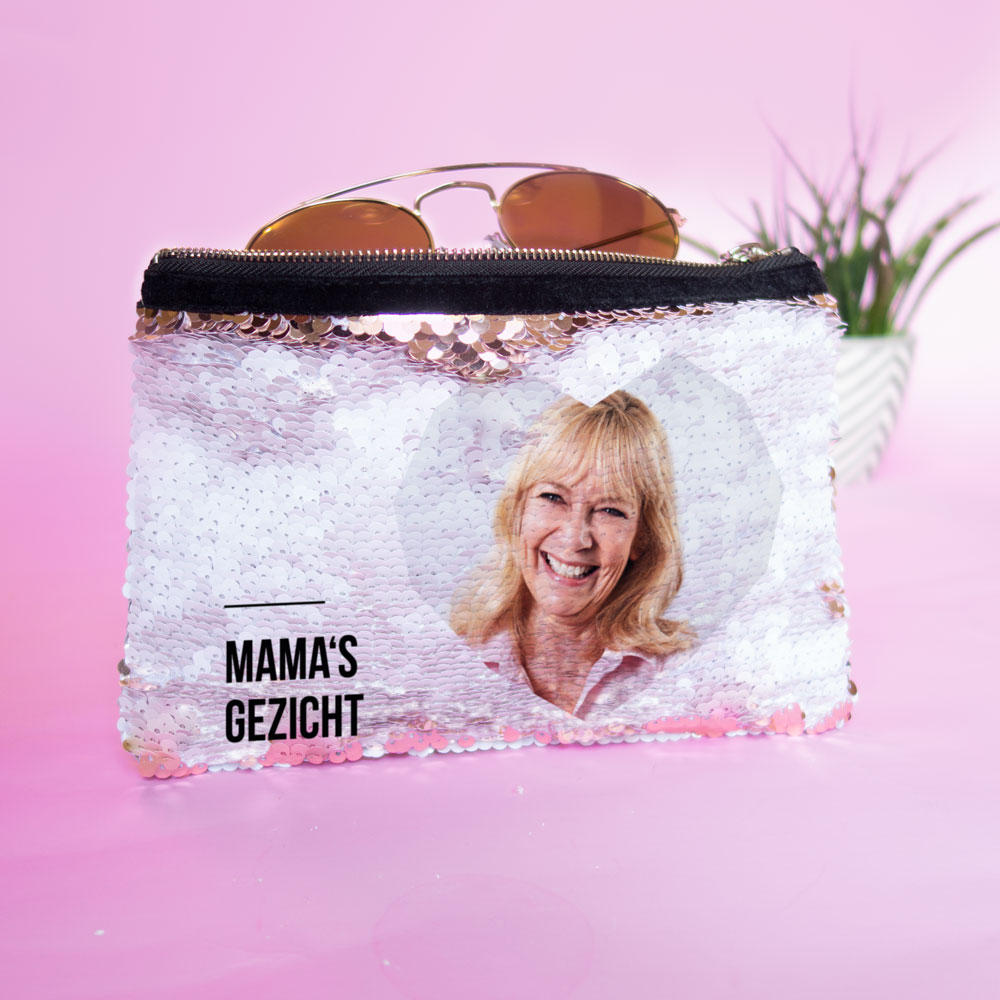 Personaliseerbare pailletten clutch met afbeelding en tekst
