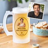 Gepersonaliseerde bierpul met logo en gezicht