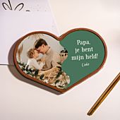 Gepersonaliseerd chocolade hartje met halve foto en tekst