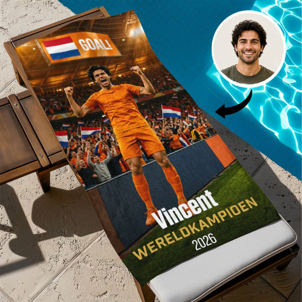 Gepersonaliseerde handdoek met AI-doelpuntviering