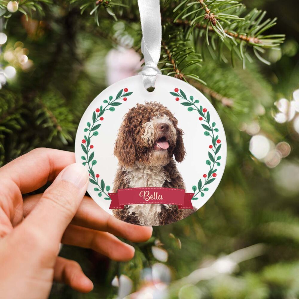 Gepersonaliseerde acryl hanger set van 2 met huisdier en krans