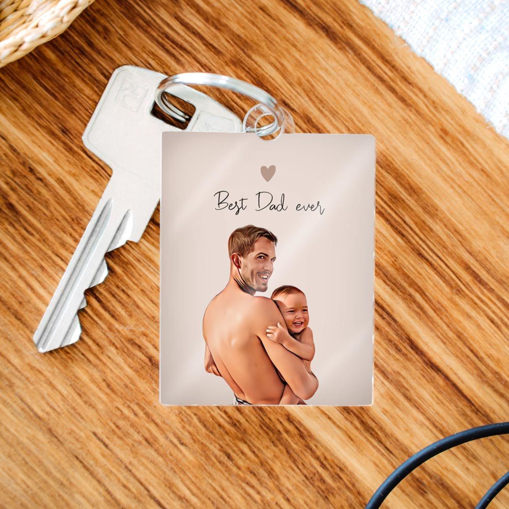 Gepersonaliseerde acryl sleutelhanger als comic