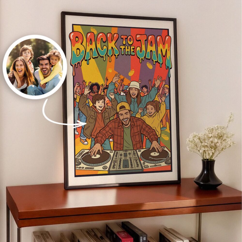 Personaliseerbare poster 90's party – Jij als DJ