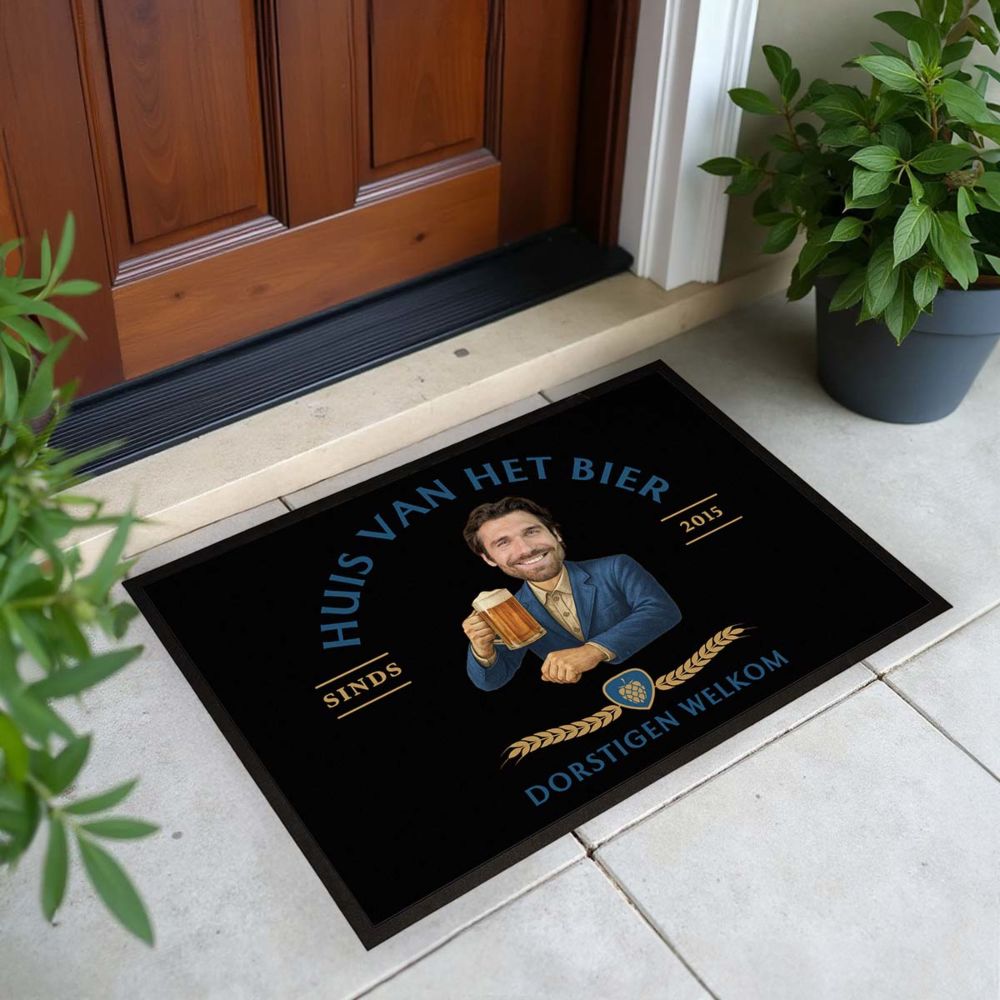 Gepersonaliseerde deurmat met logo en gezicht