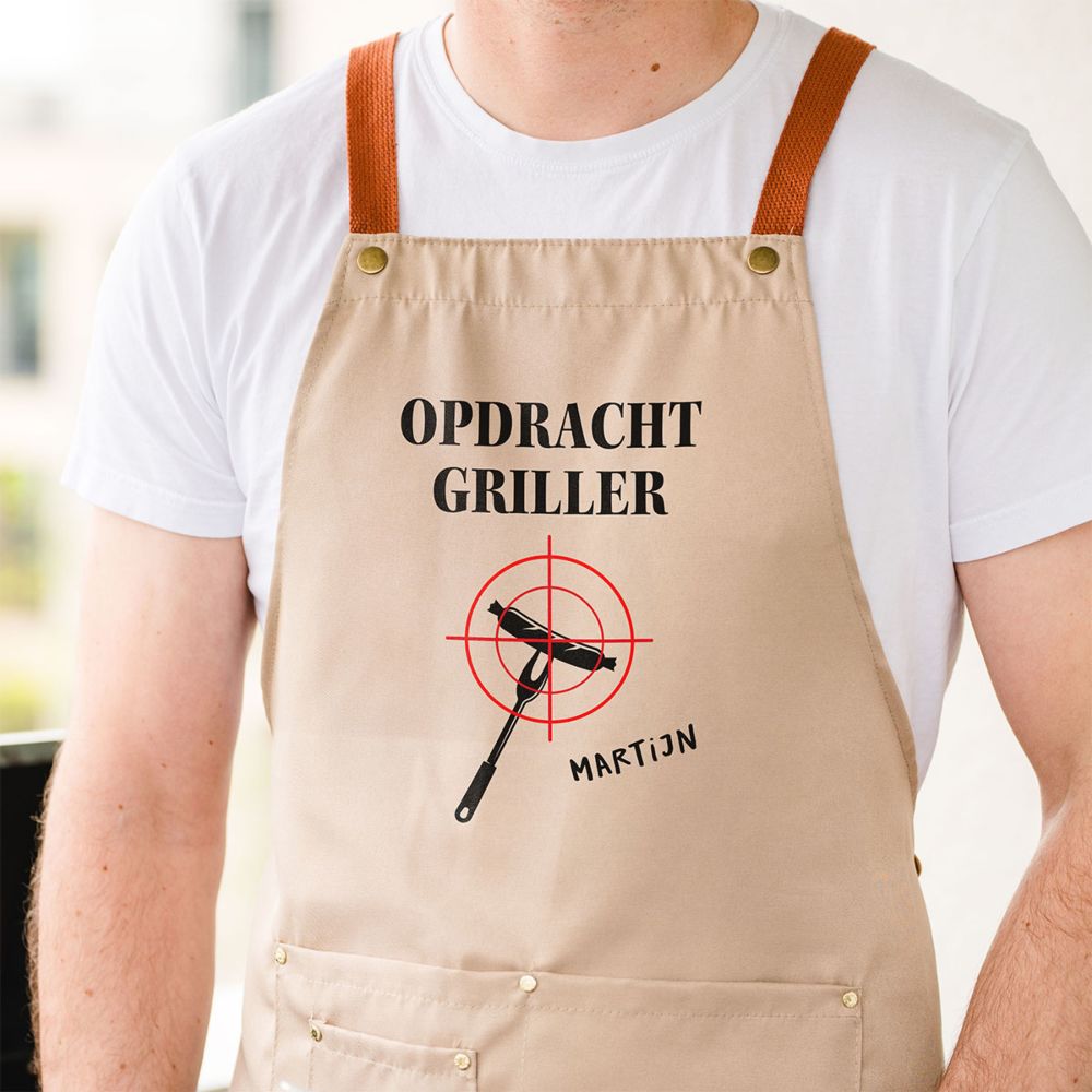 Gepersonaliseerd barbecue schort met tekst