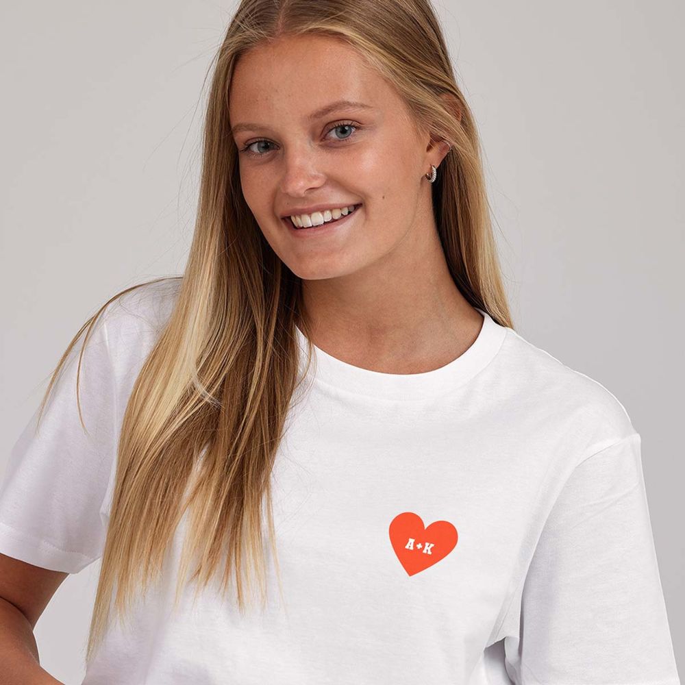 Gepersonaliseerd t-shirt hartje met initialen