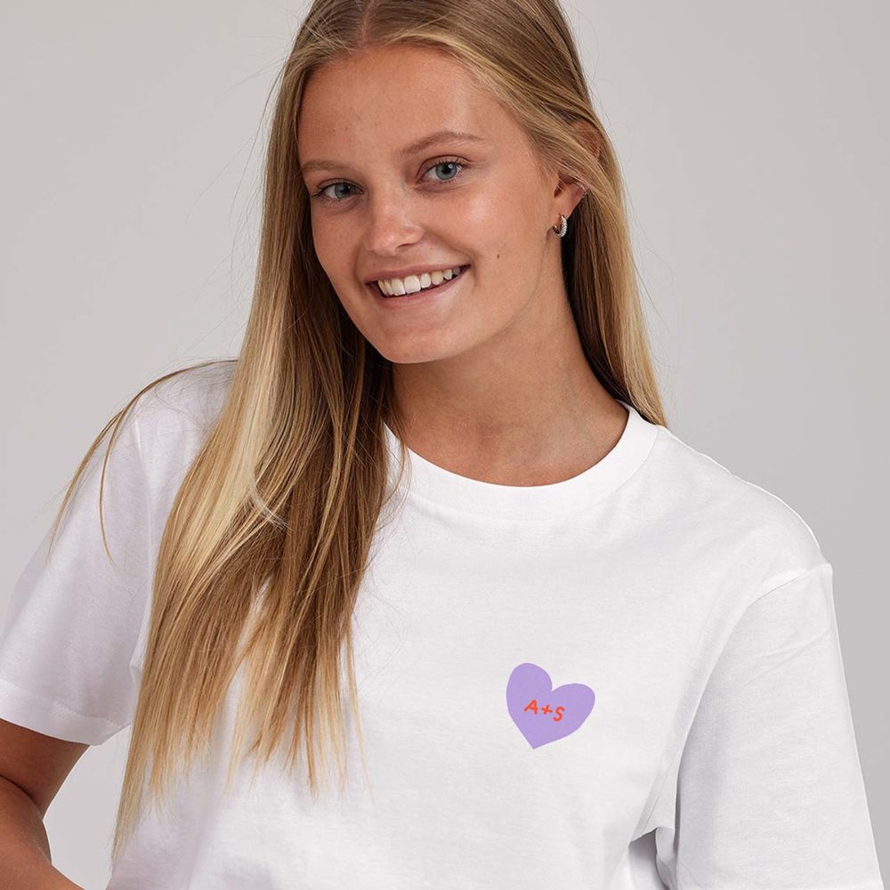 Gepersonaliseerd t-shirt hartje met initialen