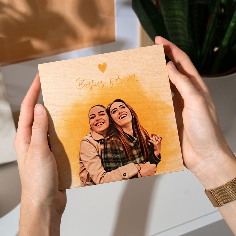 Foto op hout in Comic Stijl Vierkant