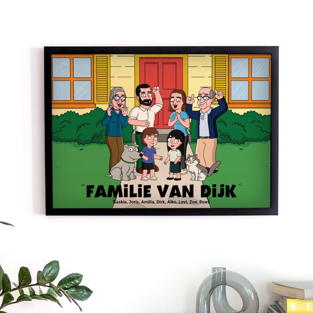 Gepersonaliseerde poster - illustratie cartoon familie