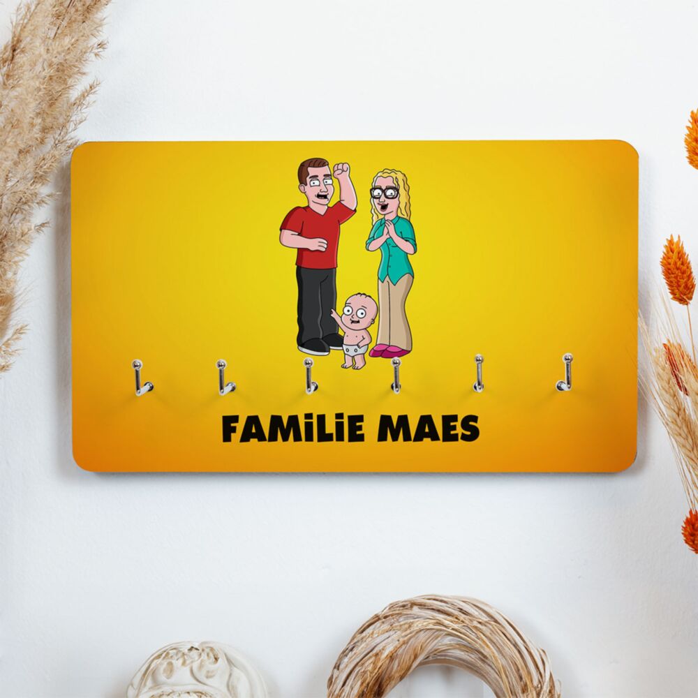 Gepersonaliseerd sleutelbord - cartoon familie illustratie