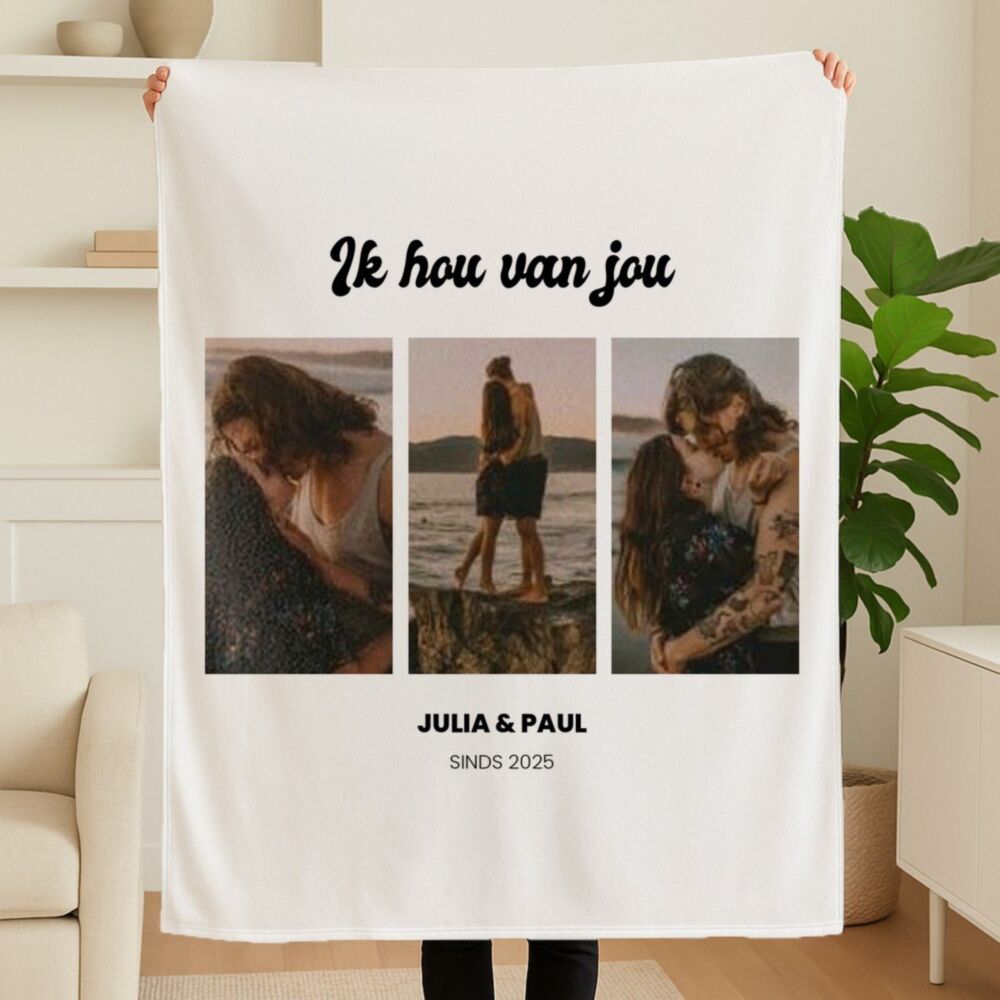 Personaliseerbare deken met foto en tekst