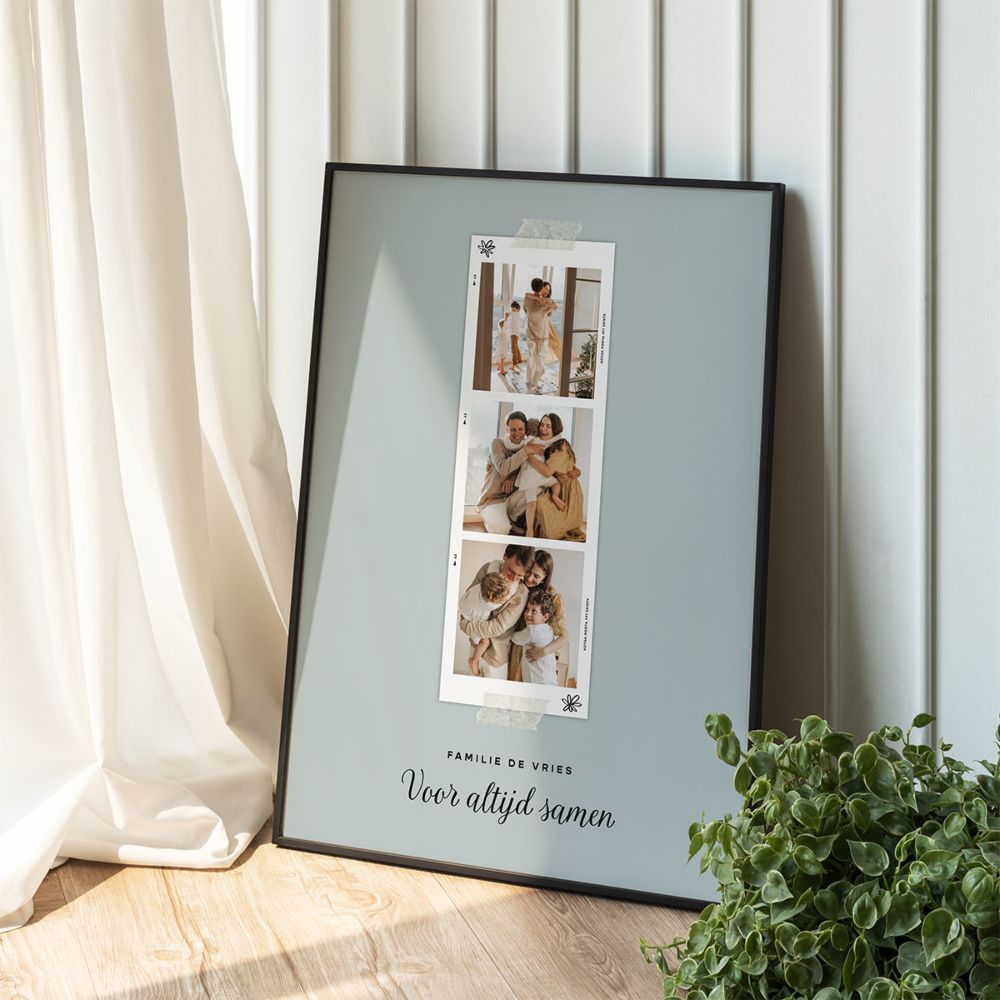 Gepersonaliseerde poster met fotostrips en tekst