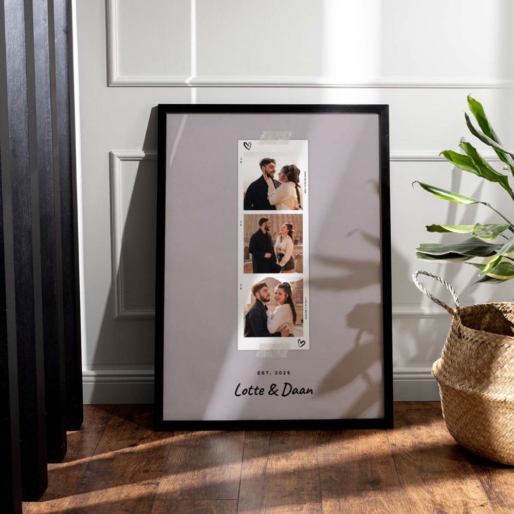 Gepersonaliseerde poster met fotostrips en tekst