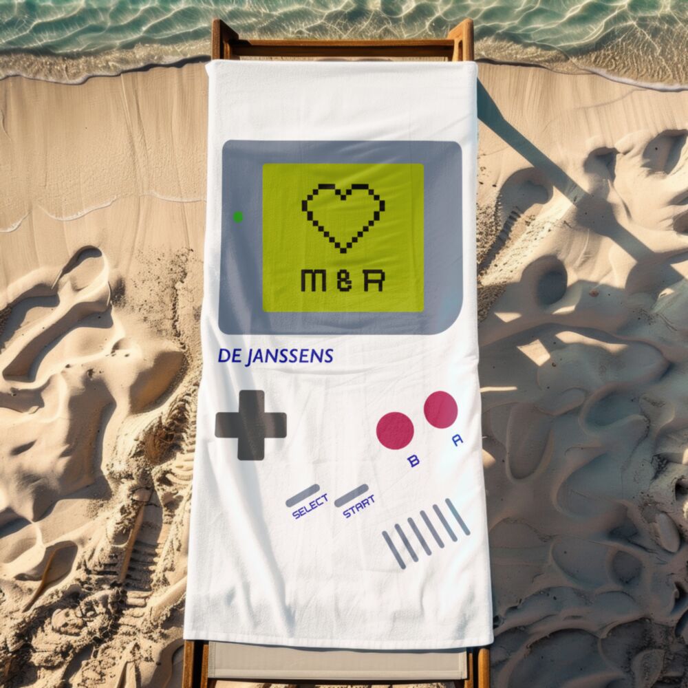 Personalisierbares Handtuch mit Spielkonsole und Text