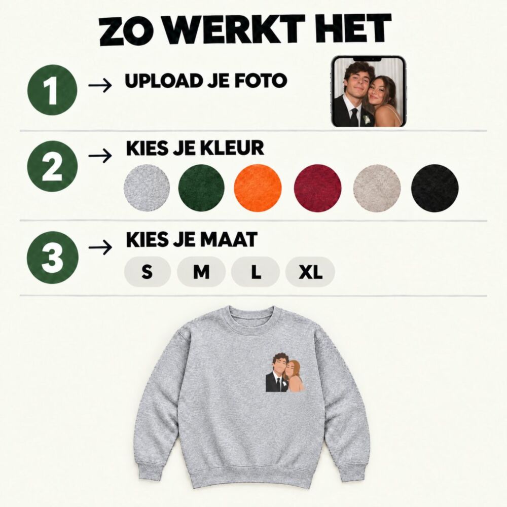 Gepersonaliseerde trui met kleine illustratie