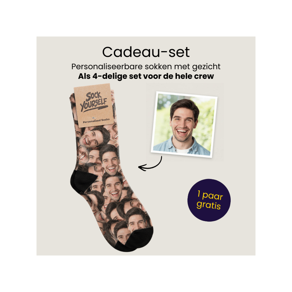Cadeauset sokken set van 4 met gezicht