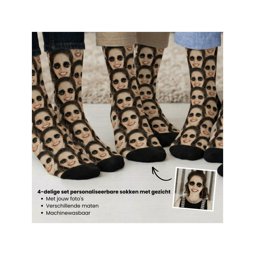 Cadeauset sokken set van 4 met gezicht
