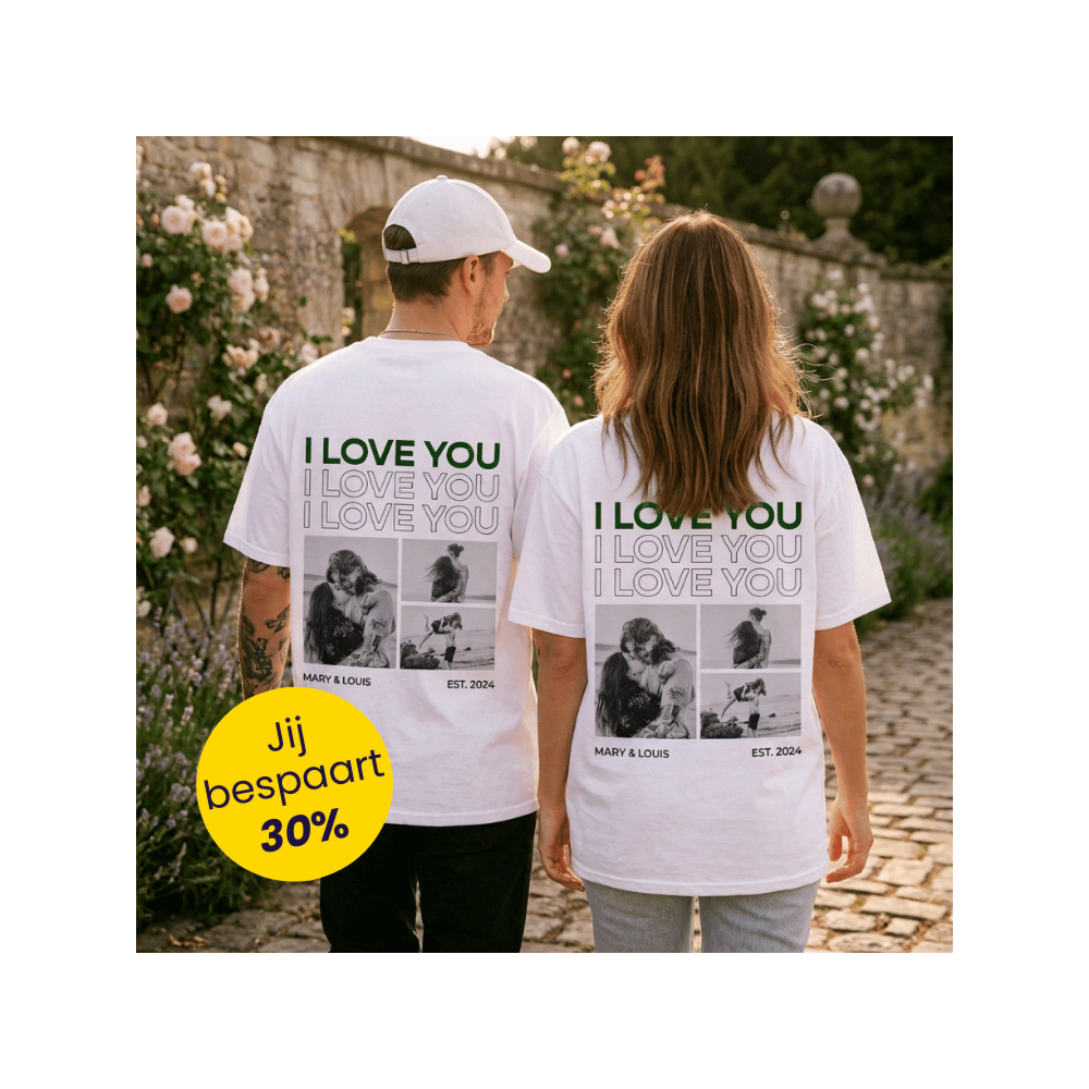 Geschenkset 2er Set T-Shirt mit Schwarz Weiß Fotos und Text