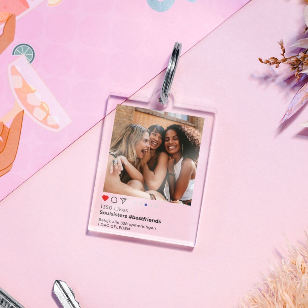 Gepersonaliseerde acryl sleutelhanger Instagram stijl