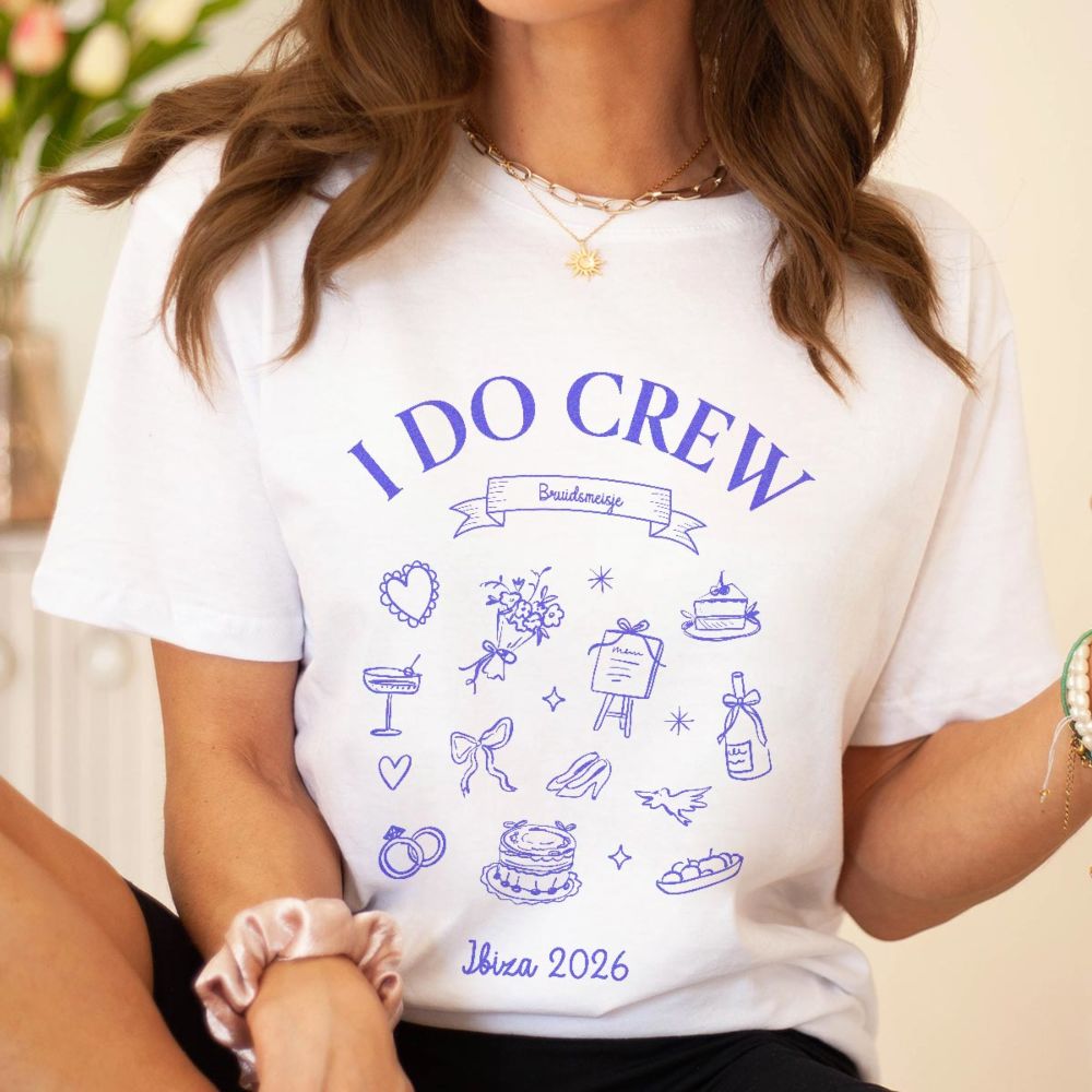 Gepersonaliseerd t-shirt vrijgezellenfeest met symbolen en tekst