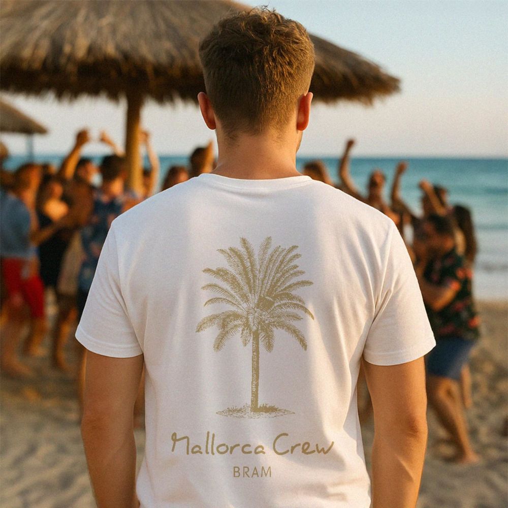 Gepersonaliseerd t-shirt met palmboom en tekst