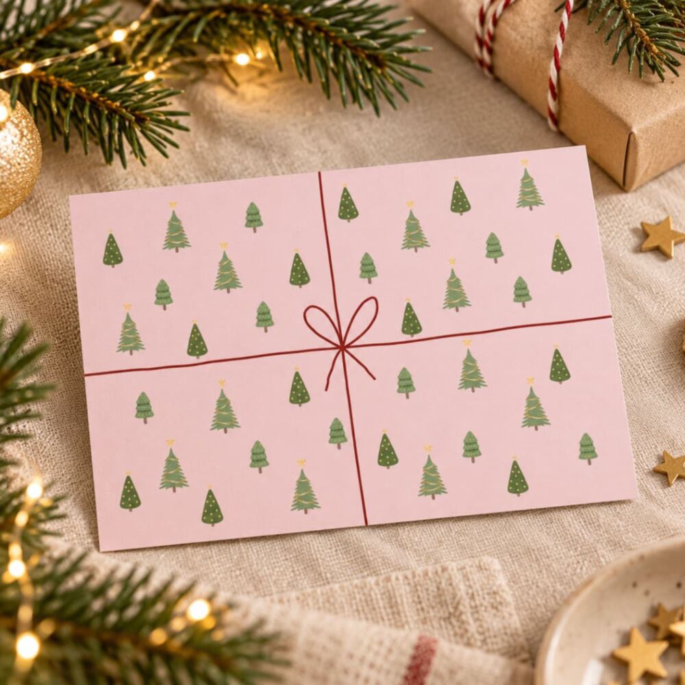 Dennenbomen kerstkaart
