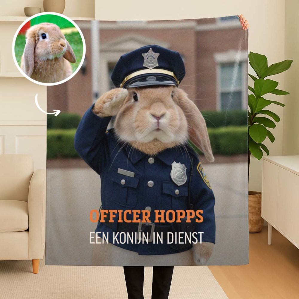 Gepersonaliseerd deken huisdier met kostuum