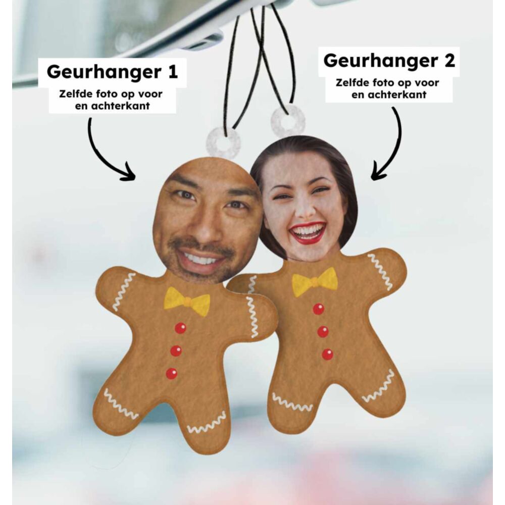 Personaliseerbare Peperkoek Man Geurzakje met Gezicht set van 2