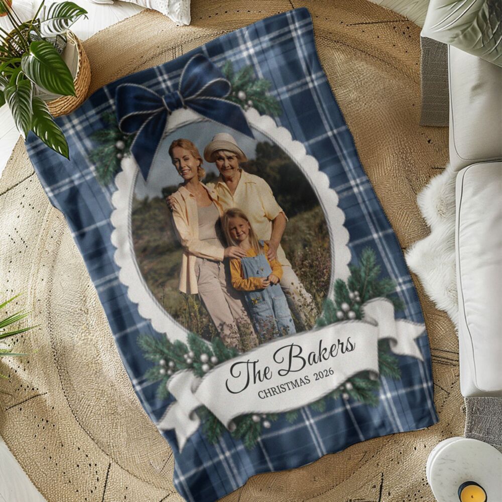 Deken met foto en tekst – kerstdesign personaliseerbaar