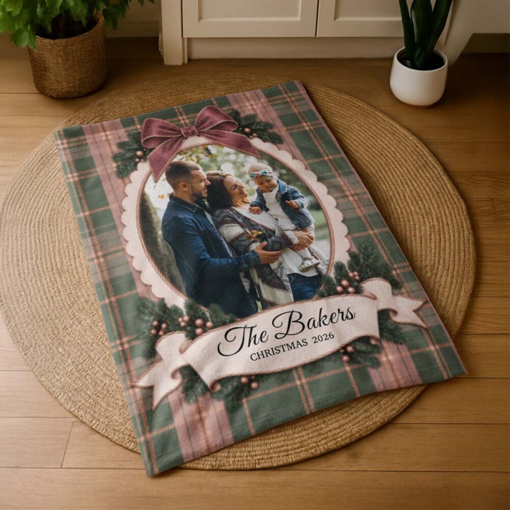Deken met foto en tekst – kerstdesign personaliseerbaar