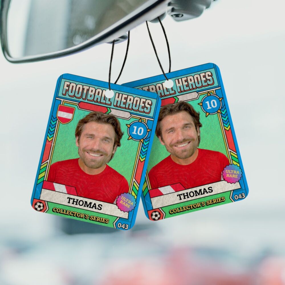 Personaliseerbare geurboom WK-verzamelsticker met foto