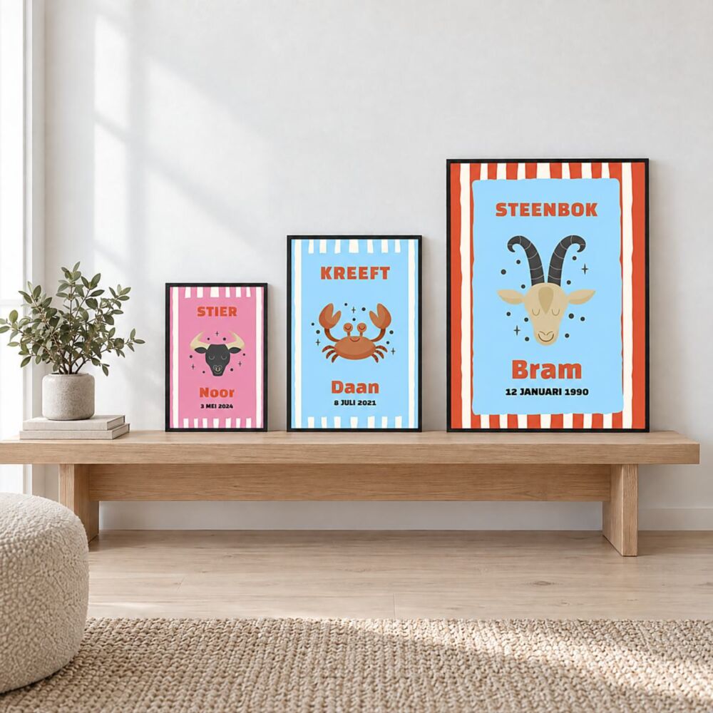 Gepersonaliseerde sterrenbeeld poster met naam en datum