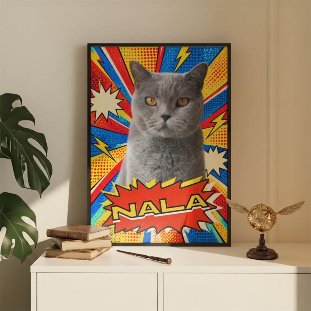 Hondenposter met foto en naam – gepersonaliseerde pop-art poster