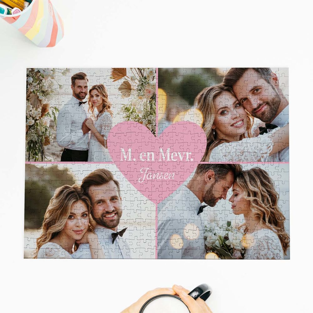Gepersonaliseerde puzzel met 4 foto’s en tekst