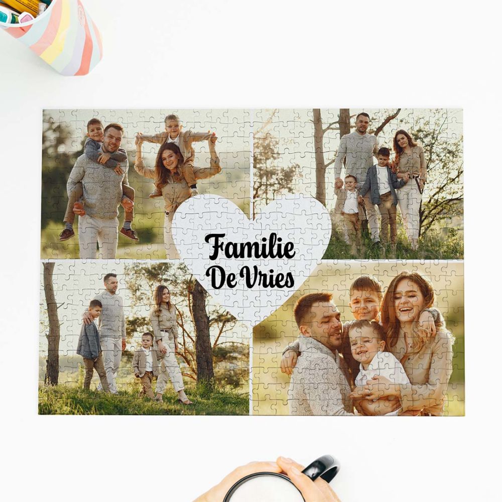 Gepersonaliseerde puzzel met 4 foto’s en tekst