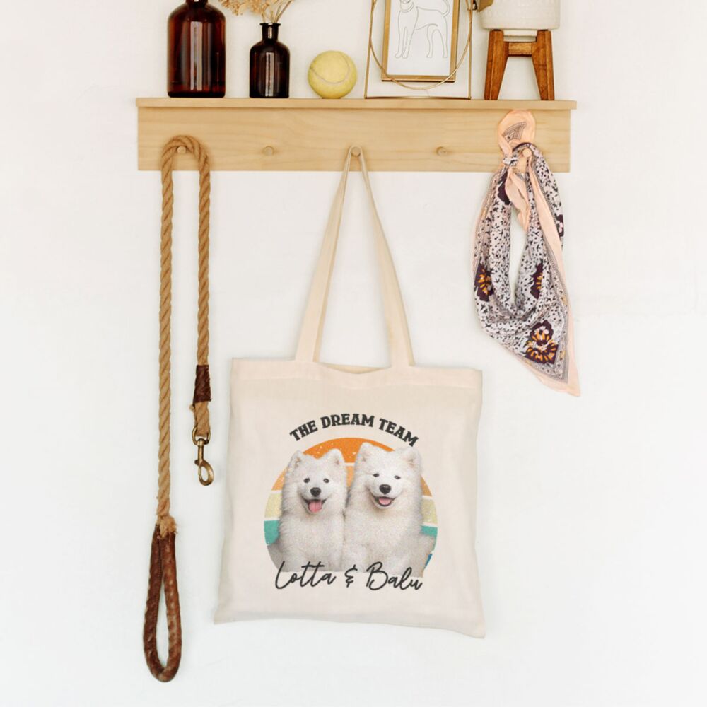 Gepersonaliseerde retro tote bag met huisdier