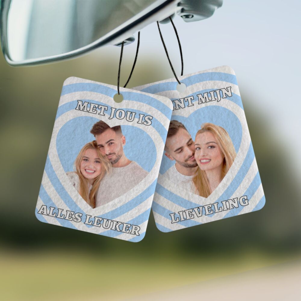 Gepersonaliseerde retro geurhanger met gezicht en tekst
