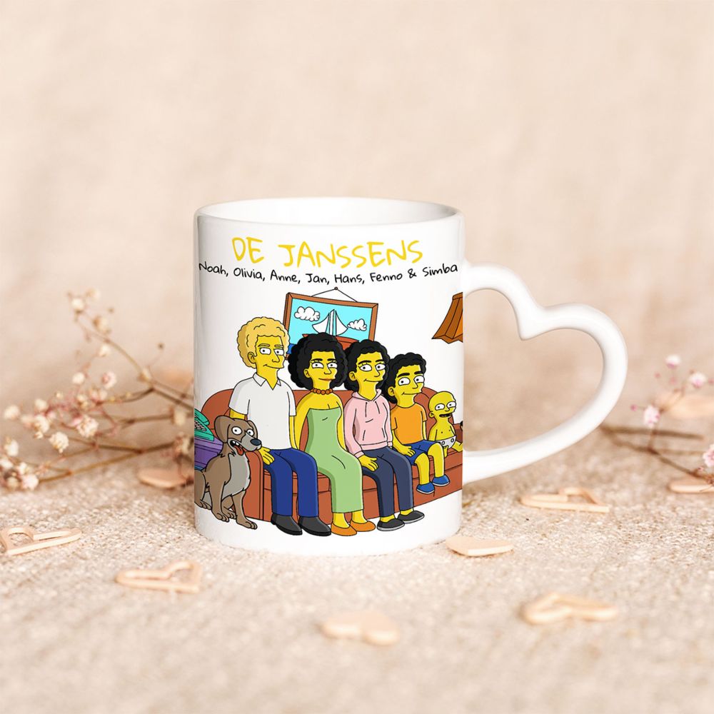 Gepersonaliseerde mokken illustratie cartoon familie